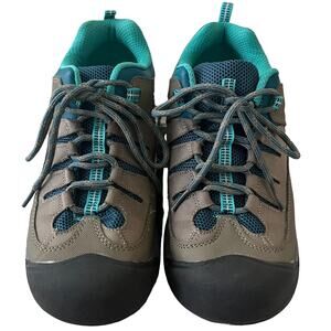 AIRWALK LACE-UP COMPOSITE TOE SNEAKERS, WOMENS, 9, GREY TEAL BLUE BLACK, SAFETY